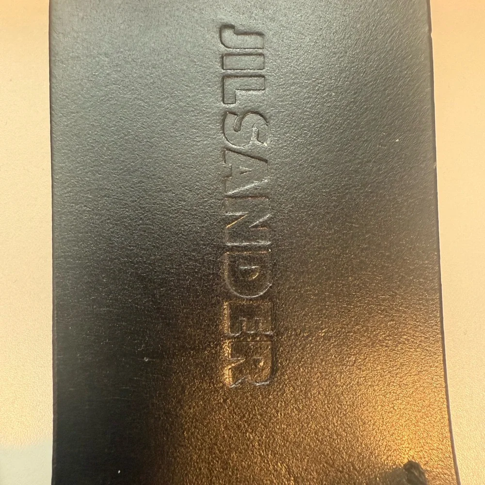 Jil Sander Black Leather Slides with Gold Rings - Picture 5 of 6